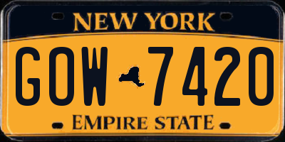 NY license plate GOW7420