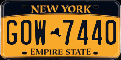 NY license plate GOW7440