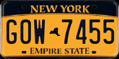 NY license plate GOW7455