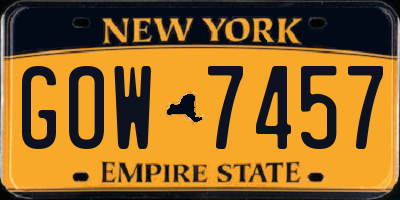 NY license plate GOW7457