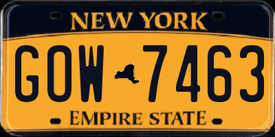 NY license plate GOW7463