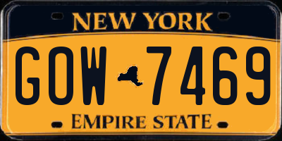 NY license plate GOW7469