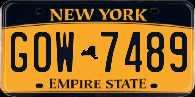 NY license plate GOW7489