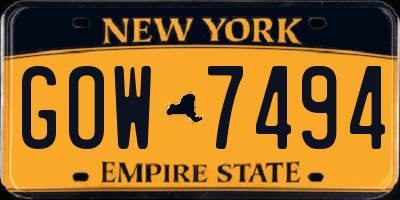 NY license plate GOW7494