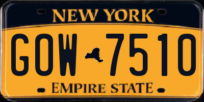 NY license plate GOW7510