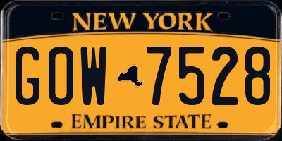 NY license plate GOW7528