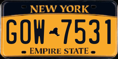 NY license plate GOW7531