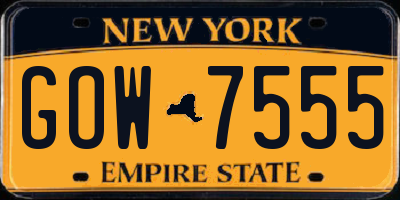 NY license plate GOW7555
