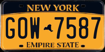 NY license plate GOW7587