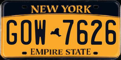 NY license plate GOW7626