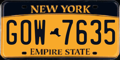 NY license plate GOW7635