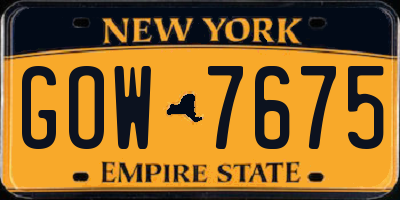 NY license plate GOW7675