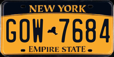 NY license plate GOW7684