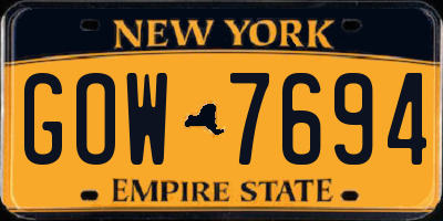 NY license plate GOW7694