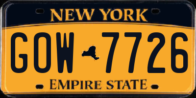 NY license plate GOW7726