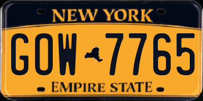 NY license plate GOW7765