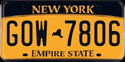 NY license plate GOW7806