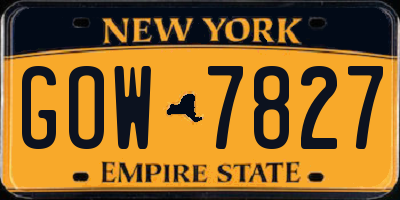 NY license plate GOW7827