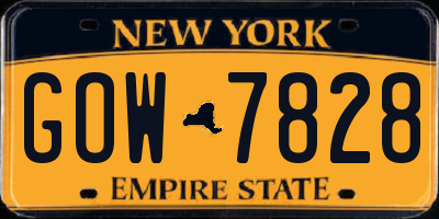 NY license plate GOW7828