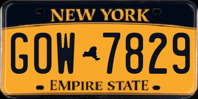 NY license plate GOW7829