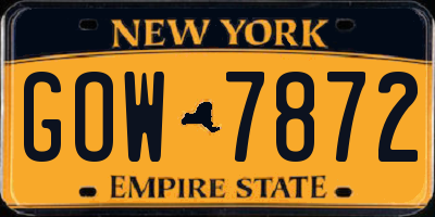 NY license plate GOW7872