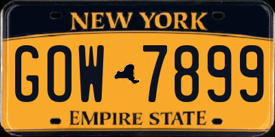 NY license plate GOW7899