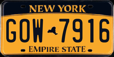 NY license plate GOW7916