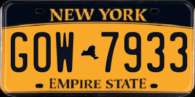NY license plate GOW7933