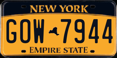 NY license plate GOW7944