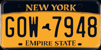 NY license plate GOW7948