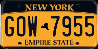 NY license plate GOW7955