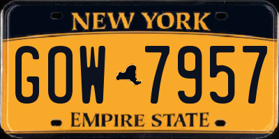 NY license plate GOW7957