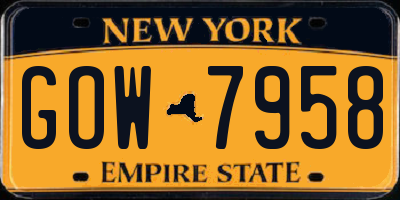 NY license plate GOW7958
