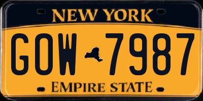 NY license plate GOW7987