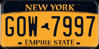 NY license plate GOW7997