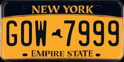 NY license plate GOW7999