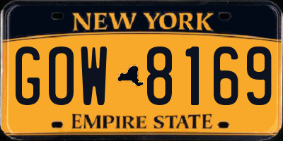 NY license plate GOW8169