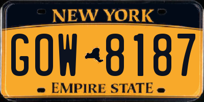 NY license plate GOW8187