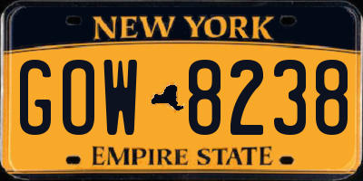NY license plate GOW8238