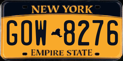 NY license plate GOW8276
