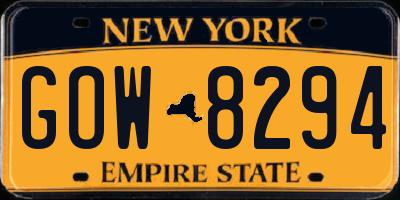 NY license plate GOW8294