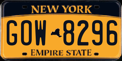 NY license plate GOW8296