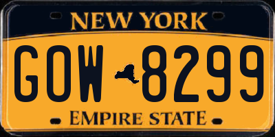 NY license plate GOW8299