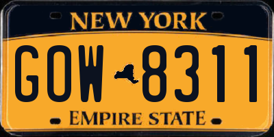 NY license plate GOW8311