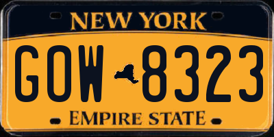 NY license plate GOW8323