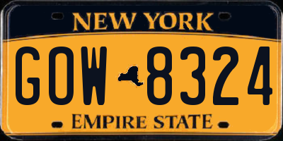 NY license plate GOW8324