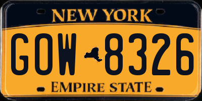 NY license plate GOW8326