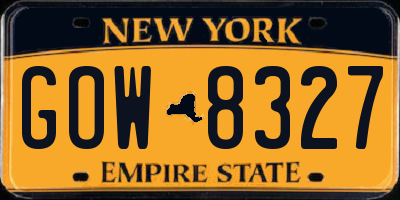 NY license plate GOW8327