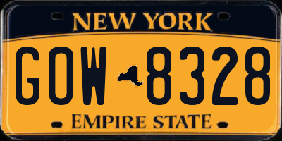 NY license plate GOW8328