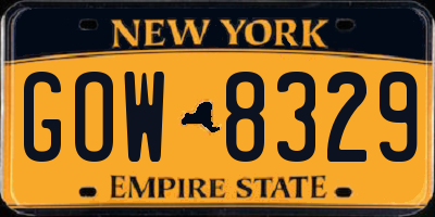 NY license plate GOW8329